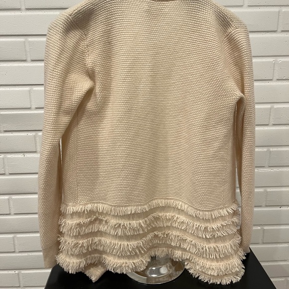 Club Monaco Cream Fringe Cardigan - Picture 6 of 7